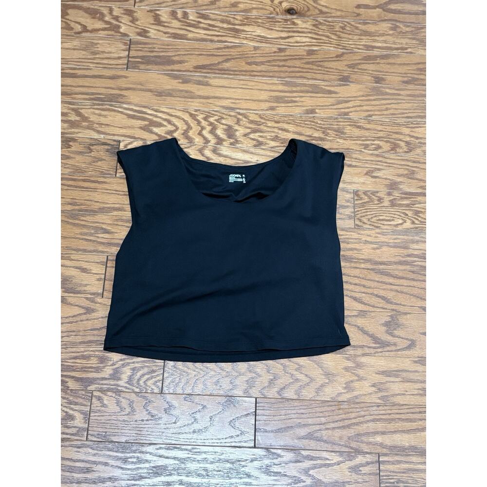 Jockey Women's Black Cropped Athletic Padded Tank Top, Size Large